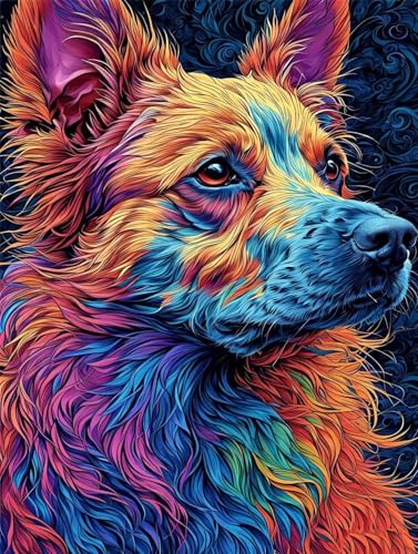 Diamond Painting Set für Erwachsen, 5D Diamond Painting Tiere Hunde Diamant Painting Bilder Kinder, DIY Diamond Painting Bastelset für Wohnzimmer und Schlafzimmer Wanddeko, Geschenk 80x120cm R-898 von Roogsoo