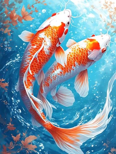 Diamond Painting Set für Erwachsen, 5D Diamond Painting Tierische Goldfische Diamant Painting Bilder Kinder, DIY Diamond Painting Bastelset für Wohnzimmer Wanddeko, Weihnachten Geschenk 80x120cm R-946 von Roogsoo