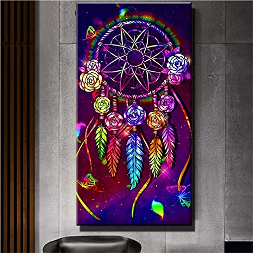 Diamond Painting Traumfänger 5D Diamant Painting Voll Set mit Diamond Painting Zubehör,30x60cm Leinwand Groß Bilder Malen Nach Zahlen Erwachsene Kinder Geschenk für Deko Wohnzimmer Schlafzimmer von Roogsoo