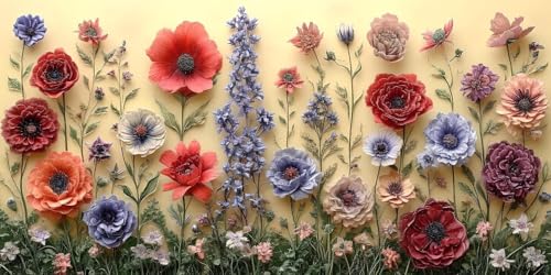 Malen Nach Zahlen Erwachsene, Malen Nach Zahlen Bunte Blumen, DIY Handgemalt Ölgemälde Kits Inklusive Pinsel und Acrylfarben, Knitterfreie Leinwand, Home Haus Wand Deko 100x200cm (Rahmenlos) K-26 von Roogsoo