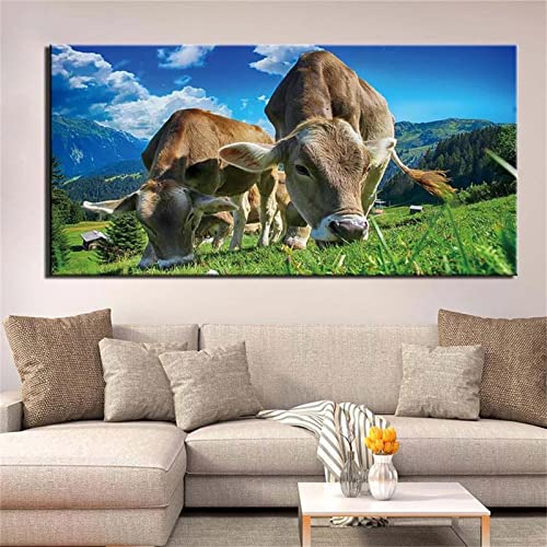 Roogsoo Diamond Painting Kühe Niederlande Tier 5D Diamant Painting Voll Set mit Diamond Painting Zubehör,60x120cm Leinwand Groß Bilder Malen Nach Zahlen Erwachsene Kinder Geschenk für Deko Wohnzimmer von Roogsoo