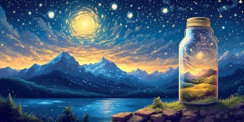 Roogsoo Malen Nach Zahlen Erwachsene Kits Sternenhimmel Flasche, Malen Nach Zahlen Kinder Art, DIY Handgemalt Ölgemälde Kit für Erwachsene mit Pinseln, Wandkunst Dekoration 35x70cm (Rahmenlos) K-466 von Roogsoo