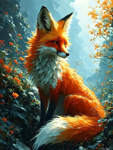 Tiere Füchse Diamond Painting Erwachsene, 5D Diamond Painting Kinder, Diamant Painting Bilder, DIY Diamond Painting Bastelset, Diamantmalerei Basteln Bilder Arts als Geschenk Mädchen 100x150cm R-936 von Roogsoo