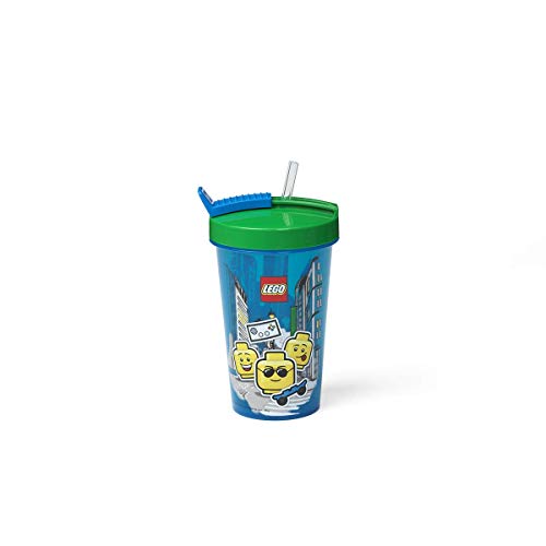 Room Copenhagen Becher mit Strohhalm Iconic, Junge, Plastic, Silicone, Blau/Grün, Einheitsgröße (1er Pack) von Room Copenhagen