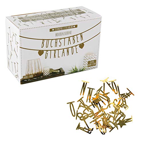 Buchstabengirlande Girlande Buchstaben Zahlen Symbole 100-teilig (Gold) von Roomando