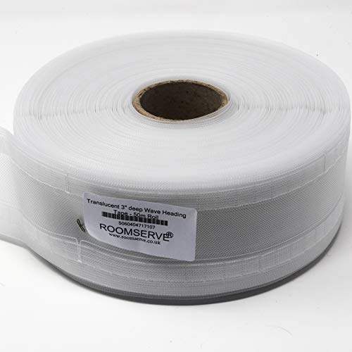 roomserve transluzent Wave Vorhang Heading Tape 7,6 cm Tief, weiß, 50m Roll von Roomserve