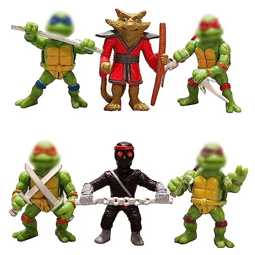 6PCS Ninja Cake Tortenfiguren, 6PCS Ninja Schildkröten-Spielzeug Action-Figuren ​Geburtstags Party liefert Cupcake Figuren für Kindergeburtstag deko Junge von Ropniik