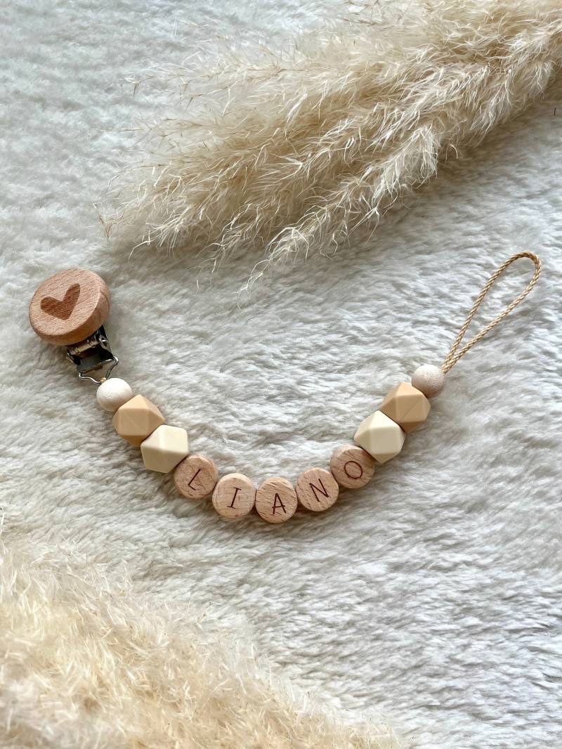 Schnullerkette|Schnullerkette Junge|Schnullerkette Mit Name|Schnullerkette Mädchen|Schnullerkette Beige von RosaRotDE