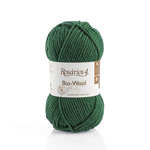 Aran-Garn aus 100 % Biowolle, Strick-/Häkelgarn, 50 g, 72 m, GOTS-zertifiziertes Garn (07 Grün) von Rosários 4