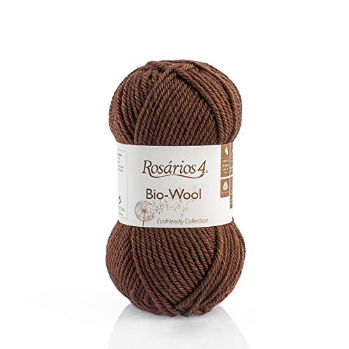 Bio-Wolle, 100 % Bio-Wolle, Strickgarn, Häkelgarn, Aran-Garn, 50 g, 72 m, GOTS-zertifiziertes Garn, 22 Braun, Large von Rosários 4