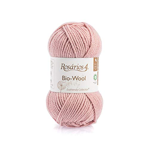 Rosários 4 Bio-Wolle, 100 % Bio-Wolle, Stricken/Häkeln, Kammgarn, Aran-Garn, 50 g, 72 m, GOTS-zertifiziertes Garn (30 Rosa) von Rosários 4