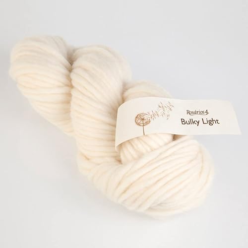 Ungefärbtes Wollgarn Bulky Chunky Merino Garn zum Färben - Rohweiße Wolle - Bulky Light (100g) von Rosarios 4