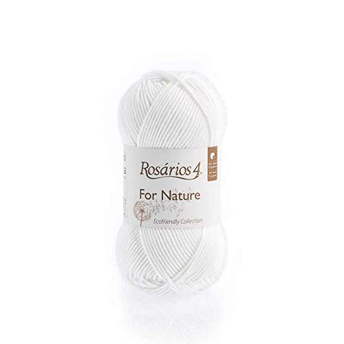 Rosarios 4 - Bio-Baumwollgarn zum Stricken & Häkeln - 50 g Knäuel - 100% Bio-Baumwolle GOTS - Amigurumi Double Knit Garn (Weiß) von Rosarios 4