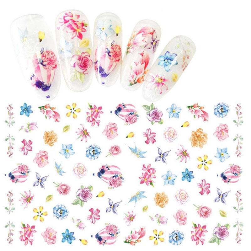 Nail Art Aufkleber " Bunte Blumen Abziehbilder von RoseBudsDesignGoods