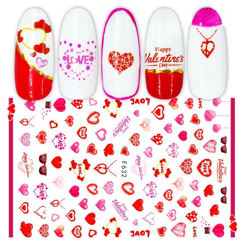 Valentinstag Nail Art Aufkleber, " Herzen von RoseBudsDesignGoods