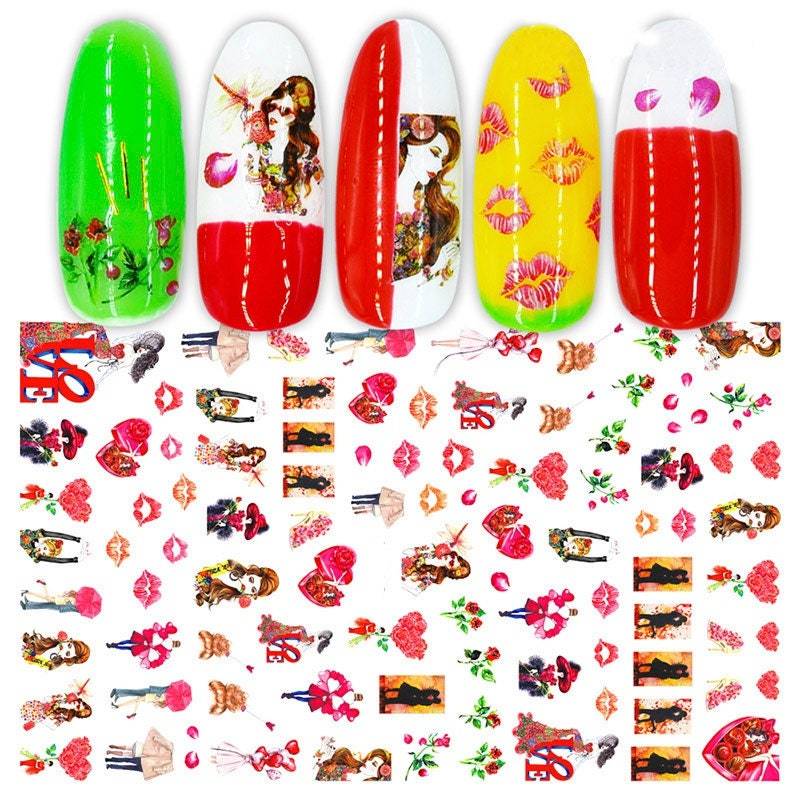 Valentinstag Nail Art Aufkleber " Herz Und Lippe Mensch von RoseBudsDesignGoods