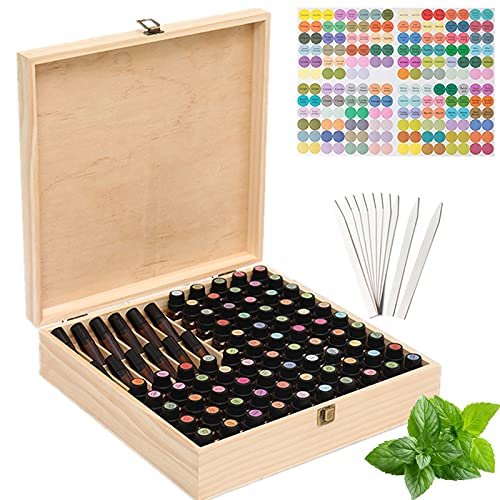 RoseFlower 85 Slots Ätherisches Öl Box aus Holz - Ideales Aufbewahrungsbox Organisator für Ätherische Öle, Duftöle, Lippenstift Nagellack von RoseFlower