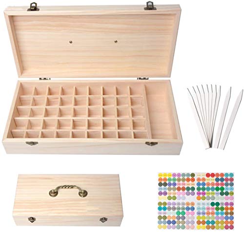 RoseFlower Bambus Ätherisches Öl Organisator Behälter Duftöle Display Ständer, 46 Löcher Aufbewahrungsboxen Raumdüftezubehör Koffer für Nagellack, Duftöle, Kosmetik, Duftöldiffusoren und Lippenstift von RoseFlower