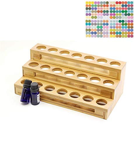 RoseFlower Luxus Holz Ätherisches Öl Organisator Behälter Duftöle Display Ständer, 18 Löcher Aufbewahrung Box Raumdüftezubehör für Nagellack, Duftöle, Kosmetik und Lippenstift - Weihnachten Geschenk von RoseFlower