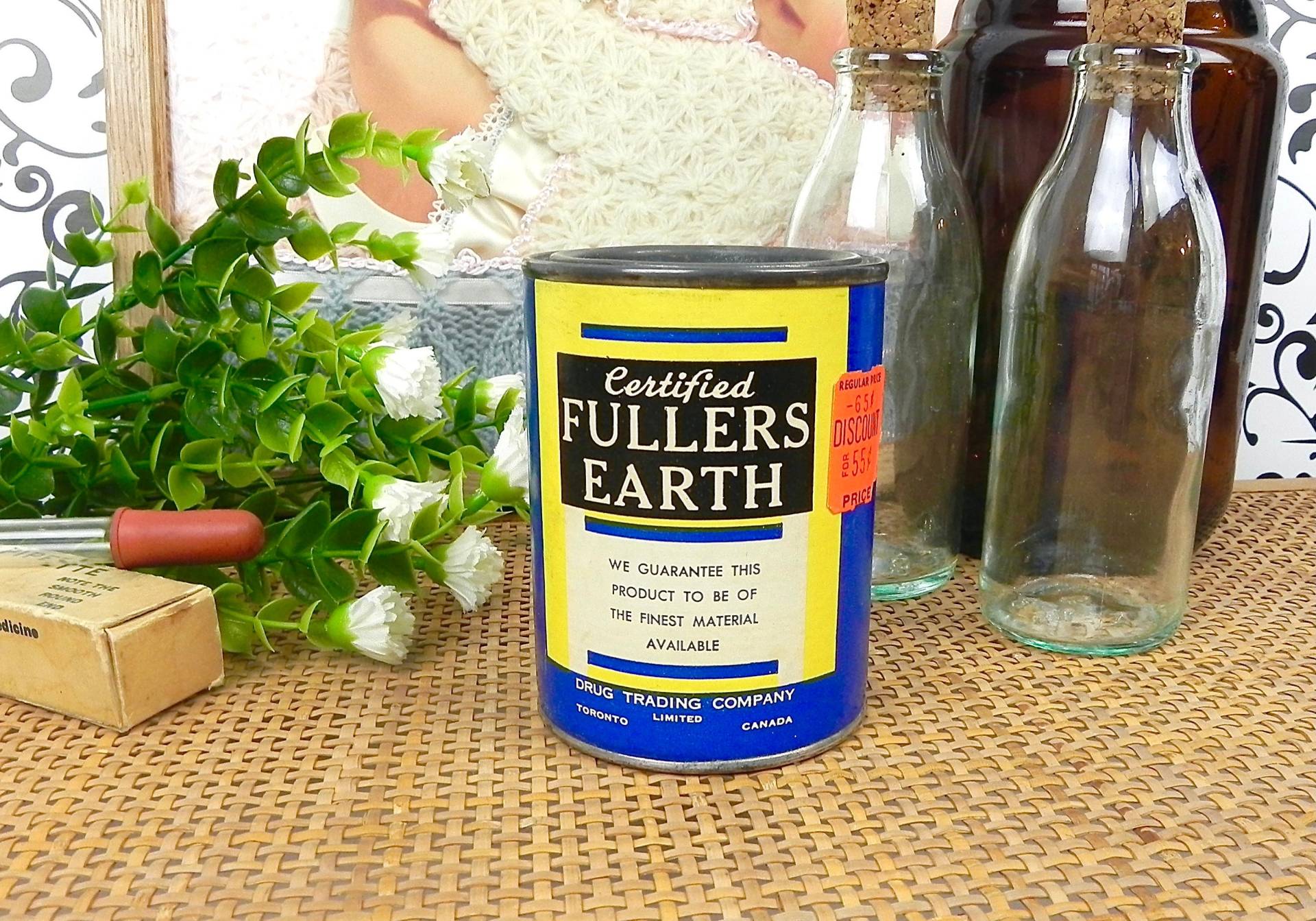 Vintage Fullers Earth Pulver | Antik Baby Puder Zertifizierte Apothekenartikel von RoseWellsVintage