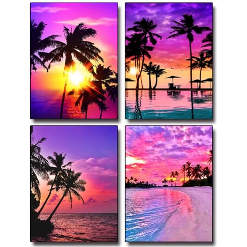 Roselee Diamond Painting set, 4 Pack Diamond Painting Erwachsene 5D Sonnenuntergänge Diamant Painting Bilder DIY Diamanten Painting Malen Nach Zahlen für Wand Dekor 30x40cm von Roselee