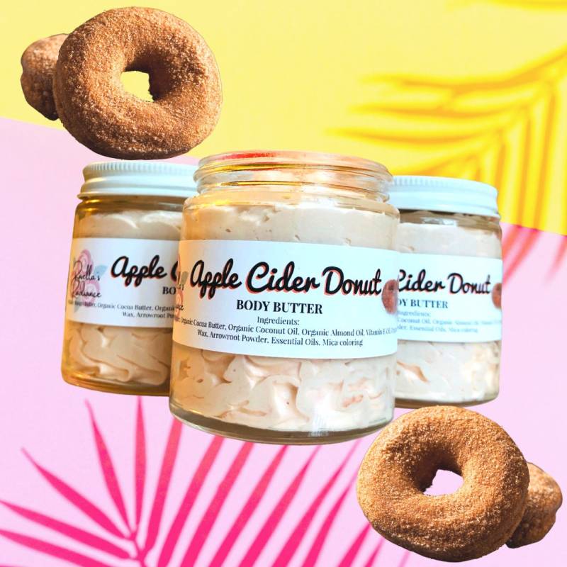 Apfelwein Donut Körperbutter | Schlagsahne Lotion Zuckerpeelings Mangobutter Feuchtigkeitscremes Handgemachte Feuchtigkeitscreme von RosellasRadianceShop