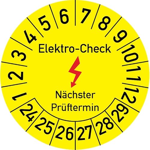 Elektro-Check Prüfplakette, 500 Stück, in verschiedenen Größen, Prüfetikett Prüfsiegel Plakette Elektro-Prüfung (30 mm Ø) von Rosenbaum Offsetdruck