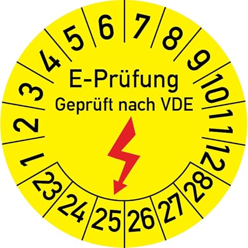 Elektro-Prüfung Geprüft nach VDE Prüfplakette, 100 Stück, in verschiedenen Größen, Prüfetikett Prüfsiegel Plakette Elektroprüfung (35 mm Ø) von Rosenbaum Offsetdruck