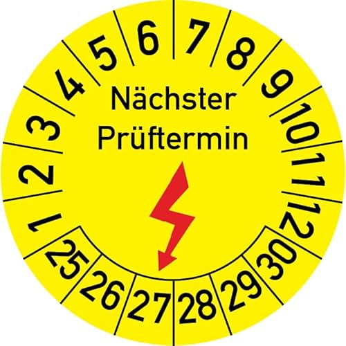 Elektroprüfung Nächster Prüftermin Prüfplakette, 100 Stück, in verschiedenen Größen, Prüfetikett Prüfsiegel Plakette Elektro-Prüfung (20 mm Ø) von Rosenbaum Offsetdruck