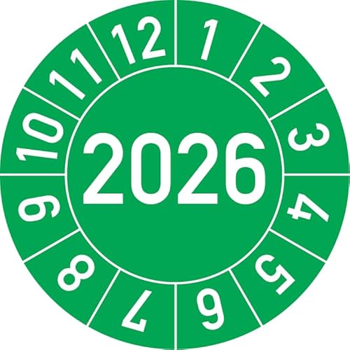 Jahresprüfplakette 2023 in verschiedenen Farben und Größen, 100 Stück, Prüfetikett Prüfplakette Jahresplakette (30 mm Ø, Grün) von Rosenbaum Offsetdruck