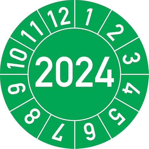 Jahresprüfplakette 2024 in verschiedenen Farben und Größen, 250 Stück, Prüfetikett Prüfplakette Jahresplakette (30 mm Ø, Grün) von Rosenbaum Offsetdruck