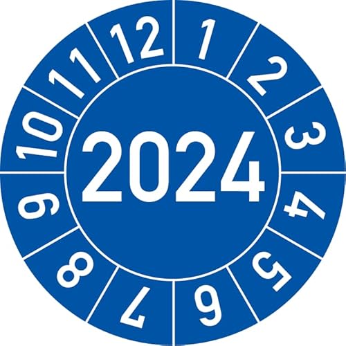 Jahresprüfplakette 2024 in verschiedenen Farben und Größen, 500 Stück, Prüfetikett Prüfplakette Jahresplakette (30 mm Ø, Blau) von Rosenbaum Offsetdruck