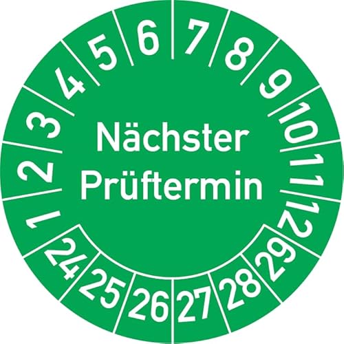 Nächster Prüftermin Prüfplakette, 100 Stück, in verschiedenen Farben und Größen, Prüfetikett Prüfsiegel Plakette (30 mm Ø, Grün) von Rosenbaum Offsetdruck