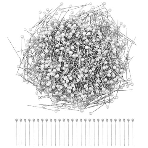 800 Stück Kopf Nadeln Glaskopfnadeln - Edelstahl Stecknadeln für Nähen, Säumen, Basteln, Schmuck, Dekoration - Handwerksutensilien in Weiß - Nähzubehör für Kreative Projekte von Roseyan