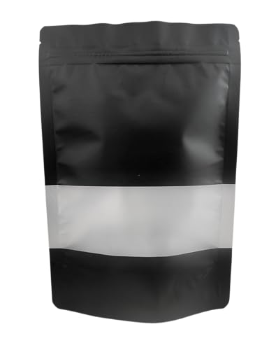 Standbodenbeutel in Schwarz mit Sichtfenster - 150x220+40x2mm - geeignet für Lebensmittel (1000) von Rosie Rose
