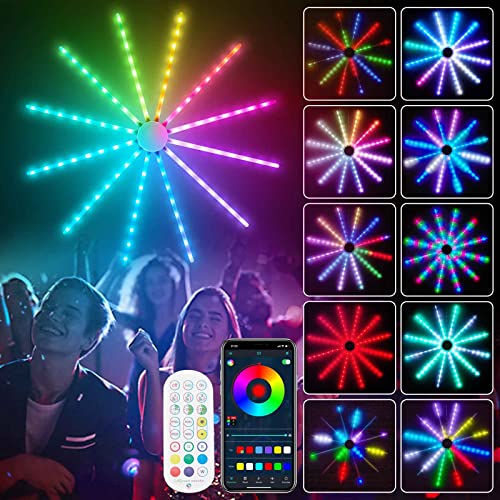 Rosnek LED Feuerwerk Lichter App Steuerung, Starburst Lichter 96LEDs, 213 Modi Wasserdicht Innen Lichterketten mit Fernbedienung für Weihnachten Party Bar Gaming Room Zimmer Deko von Rosnek