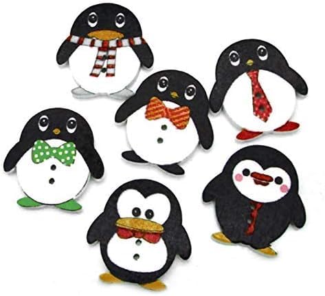 Dekorative Holzknöpfe mit Cartoon-Pinguin, bemalte Knöpfe mit 2 Löchern zum Basteln, Basteln, Scrapbooking, Karten, Dekoration, Zubehör, 50 Stück von Rosojodg