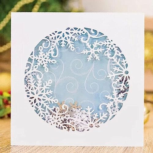 Rosojodg Metall-Stanzformen für Kartenherstellung, Schneeflocken-Kreis-Hintergrund-Schablone für DIY Scrapbooking, Albumprägung, Foto-Bastelarbeiten, Papierkarten, dekoratives Handwerk, Stanzen von Rosojodg