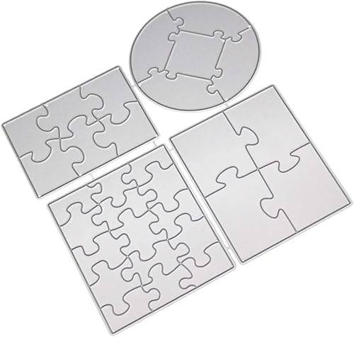 Silber Puzzle Metall Stanzschablone Stanzformen für Kartenherstellung, Prägeschablone für Scrapbooking, DIY Album, Papier, Karten, Kunst, Dekoration, Scrapbooking, Stanzformen von Rosojodg