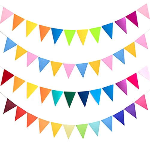 Bunting Garland, RosyFate Wimpelkette Draußen 4 Stück 2.6M 40Pcs, Filz Wimpelkette, Wimpelkette Regenbogen, Bunting Banner, Bunting Garland, Bunting Outdoor Decoration, Einschulung Deko von RosyFate