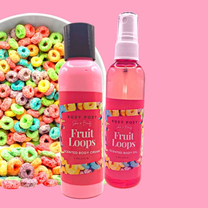 Fruit Loops Body Bundle - 4 Oz. Körpercreme & Duftendes Körperöl, Loops, , , Weihnachtsgeschenk von RosyPosySkinBeautyCo