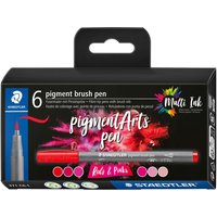 STAEDTLER Pigment brush pen, 6er-Set - Reds & Pinks von Staedtler