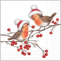 Serviette "Christmas Robins" von Rot