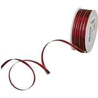 Taftband, Breite 5 mm - Weinrot/Gold von Rot