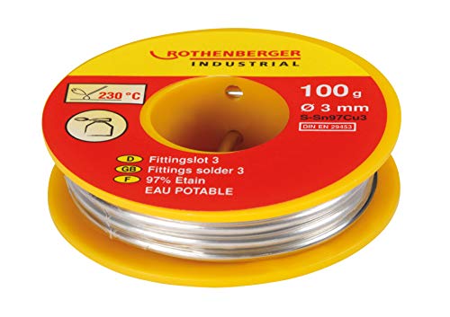 ROTHENBERGER Industrial Fittingslot 3 100 g, Ø 3 mm für Heizungs- und Trinkwasser Leitung, 045256E von Rothenberger