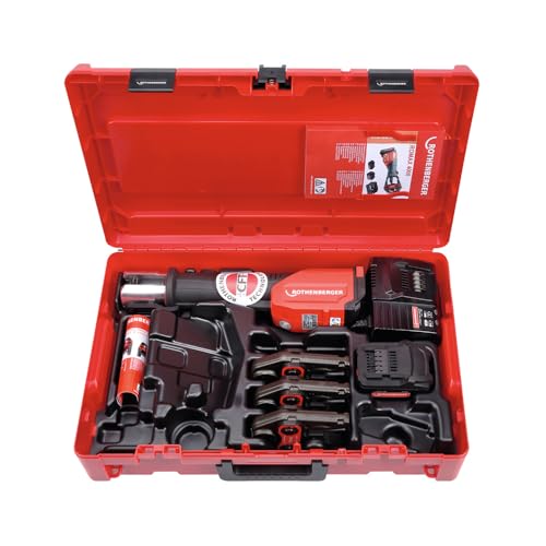 ROTHENBERGER ROMAX 4000 Set Pressmaschine Standard, EU, 4Ah Akku Kapazität, TH Pressbacken Kontur, 16mm-20mm-26mm Arbeitsbereich Durchmesser | 1000001925 | Presswerkzeug für Rohre, Rohrpressmaschine von Rothenberger