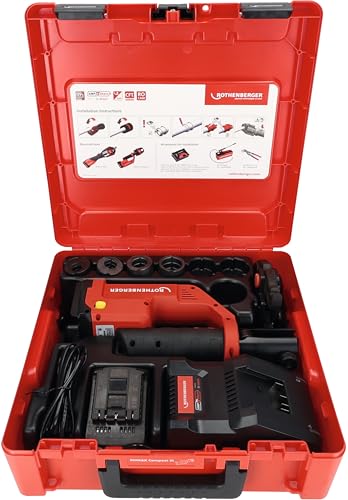 ROTHENBERGER ROMAX COMPACT III Set AMPShare, U, 16-20-25-32mm, 2Ah Akku | 1000004428 | Pressmaschine, Fittings Verpressen, Kontur U, 16-20-25-32 mm, 35 mm Metall, 40 mm Kunststoff, 19 kN von Rothenberger