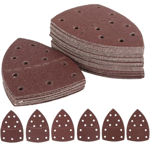 60pcs Mausdetail Schleifblätter Pads 11 Löcher Haken und Schleifenschleifer Sandpapier 40.80/80/120/180/240 GRITS für Detailpalmenschleifer passen von Rouloudun