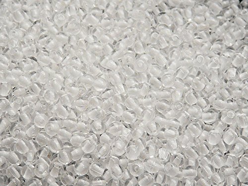 Round Beads 100 Stück 3mm Tschechische Runde Druckperlen, Crystal Clear von Round Beads