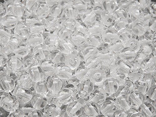 Round Beads 50 Stück 6mm Tschechische Runde Druckperlen, Crystal Clear von Round Beads